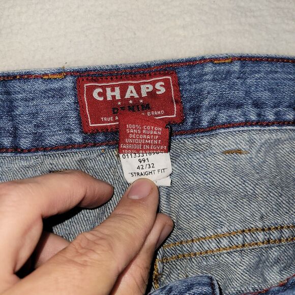 Vintage Chaps Jeans Mens Size 42x32 Straight Cotton Blue Denim Casual Work Job - Picture 14 of 16